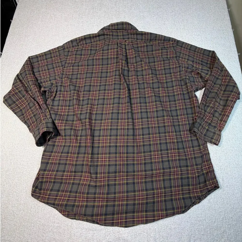 Ralph Lauren Men 2XL Brown Plaid Blake Long Sleeve Ivy League Casual Shirt